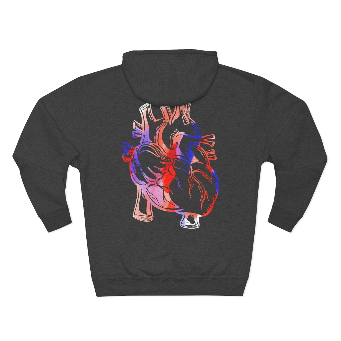 Blue and Red Ink Pullover Hoodie (front and back)