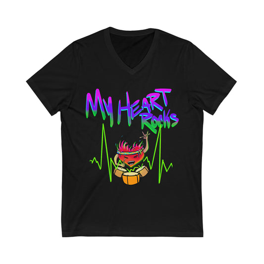 My Heart Rocks V-Neck Tee (front only)