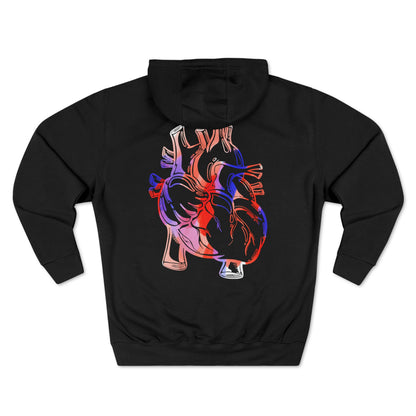 Blue and Red Ink Pullover Hoodie (front and back)