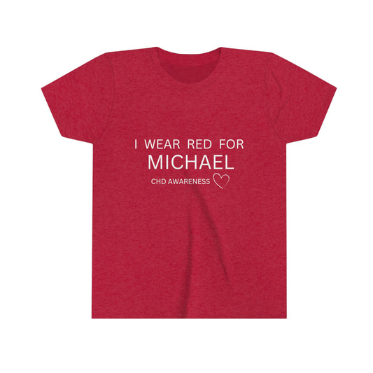 I Wear Red For Michael Youth Tee (front only)