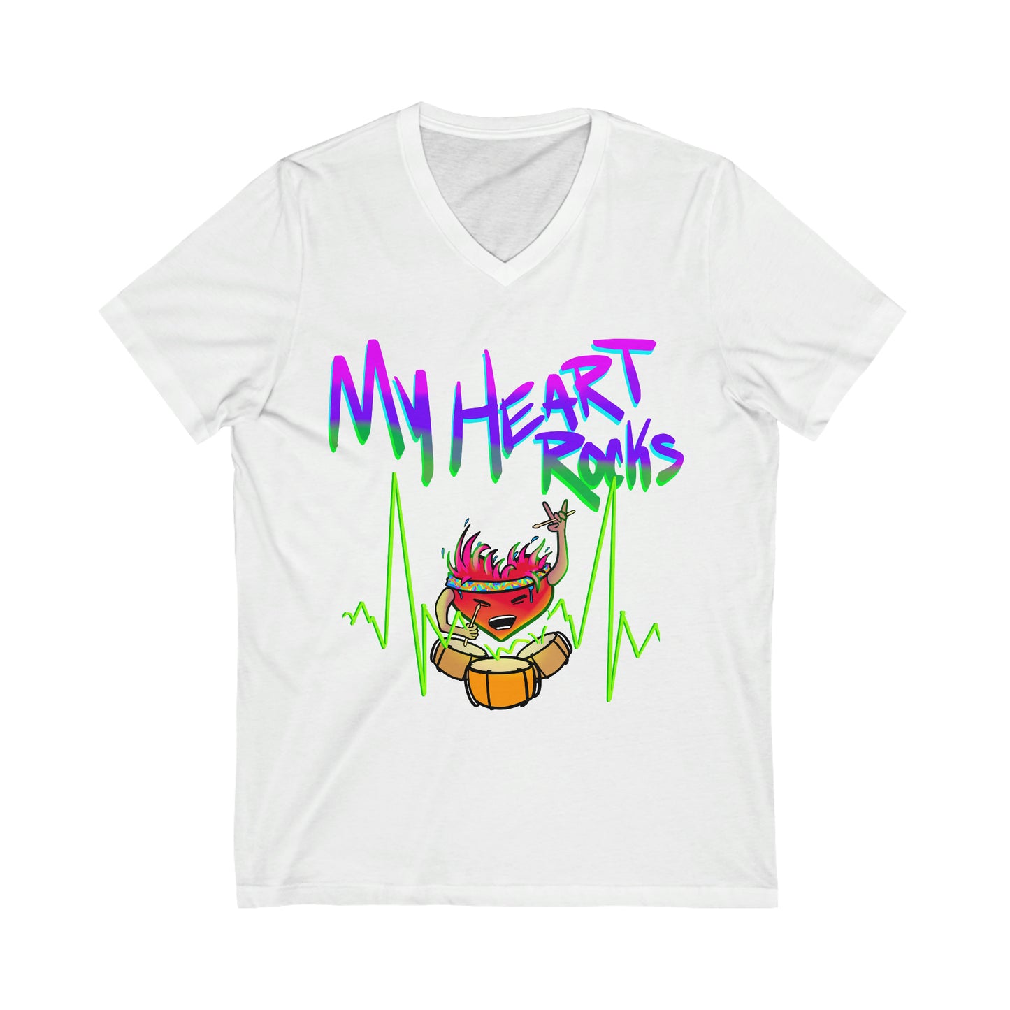 My Heart Rocks V-Neck Tee (front only)